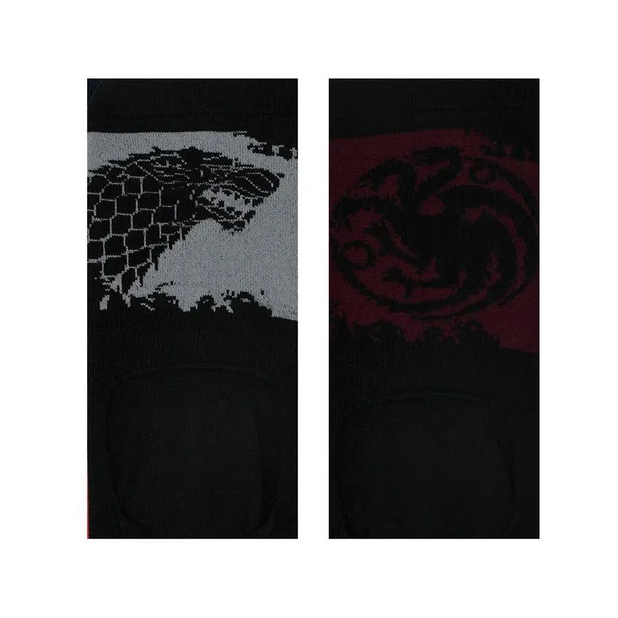 Game Of Thrones House Targaryen & House Of Stark Loafer/invisible Socks For Men - Grey & Maroon