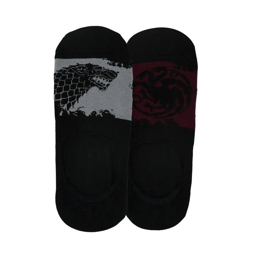 Game Of Thrones House Targaryen & House Of Stark Loafer/invisible Socks For Men - Grey & Maroon