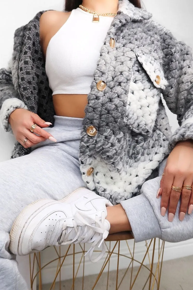 Grey Chunky Knit Shacket - Ellajane