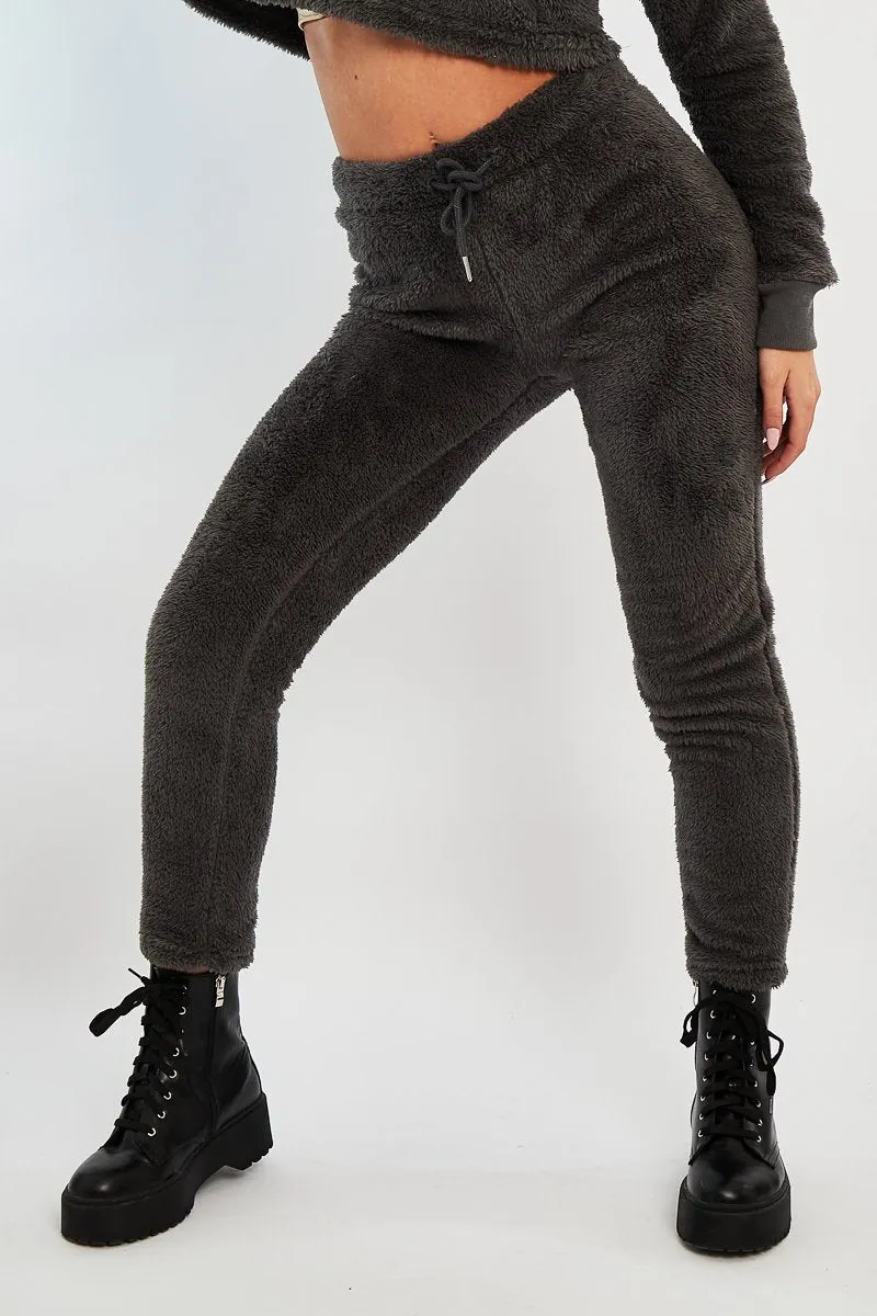 Grey Soft Teddy Leggings - Evani