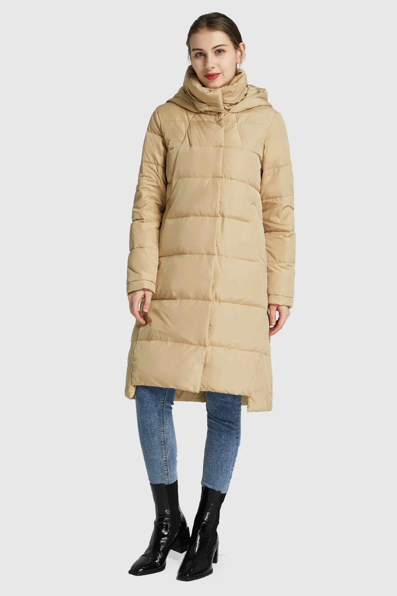 Hooded Winter Two-Way Zipper Down Coat