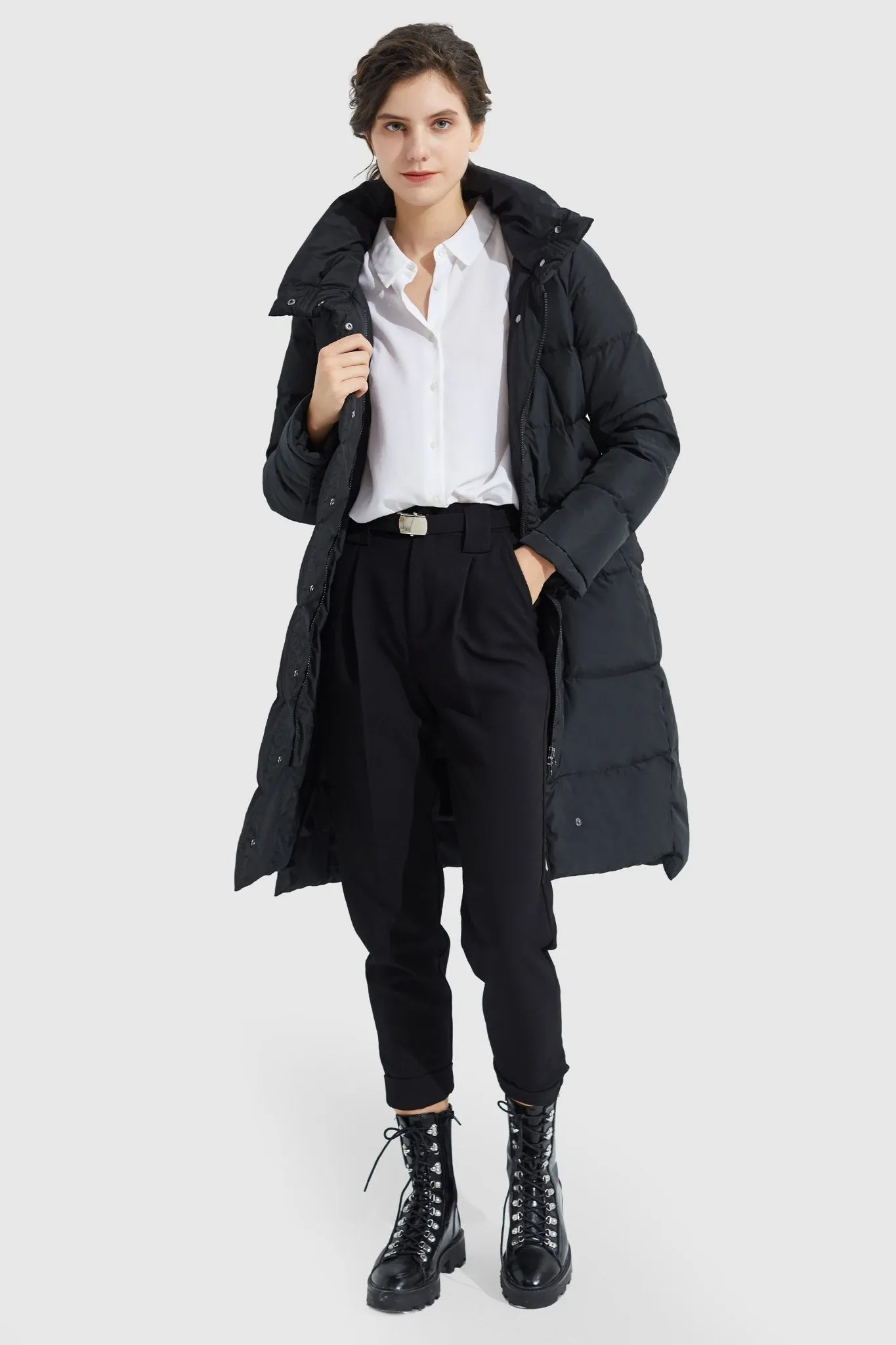 Hooded Winter Two-Way Zipper Down Coat