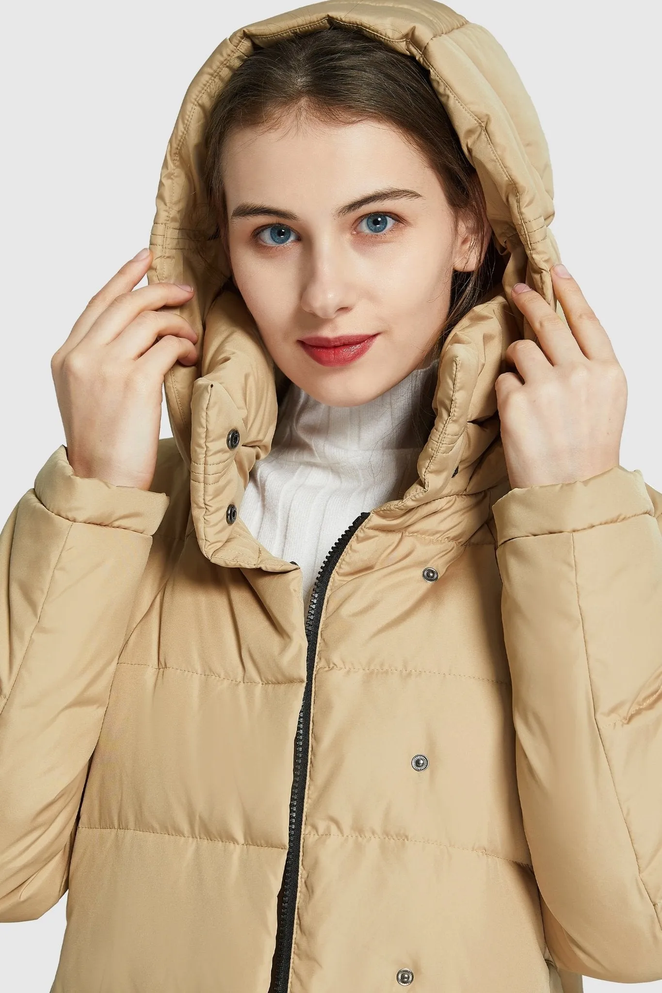 Hooded Winter Two-Way Zipper Down Coat