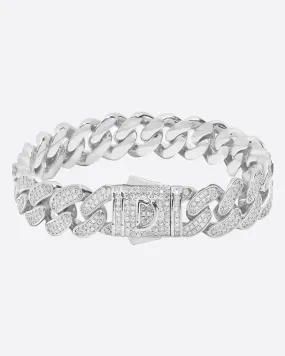 ICED CUBANA BRACELET. - 12MM WHITE GOLD