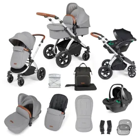 Ickle Bubba Stomp Luxe 3-in-1 I-Size Travel System - Silver / Pearl Grey / Tan