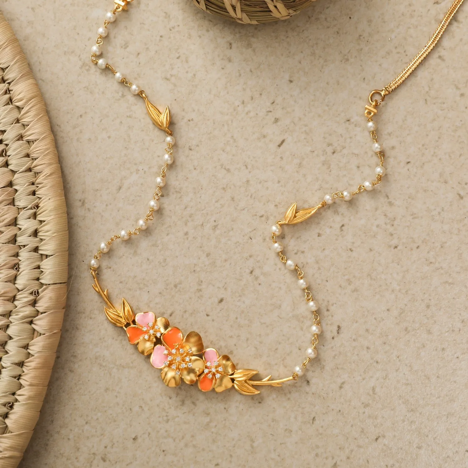 Jalaja Single Layer Floral Necklace