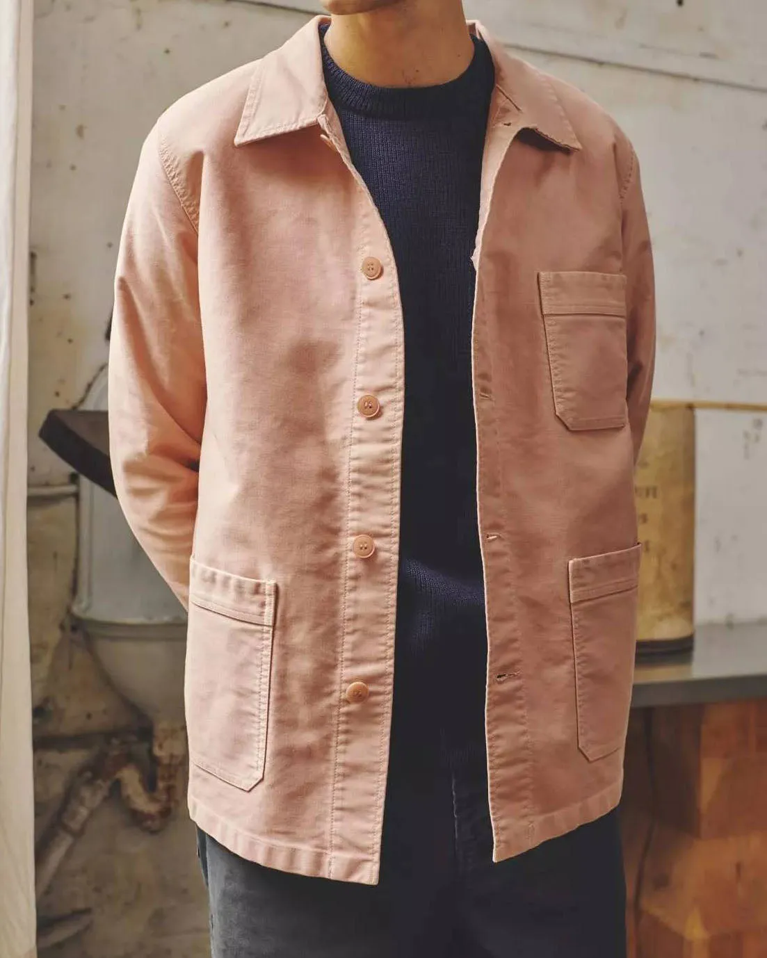 Le Mont St Michel Moleskin Authentic Work Jacket - Ash Pink