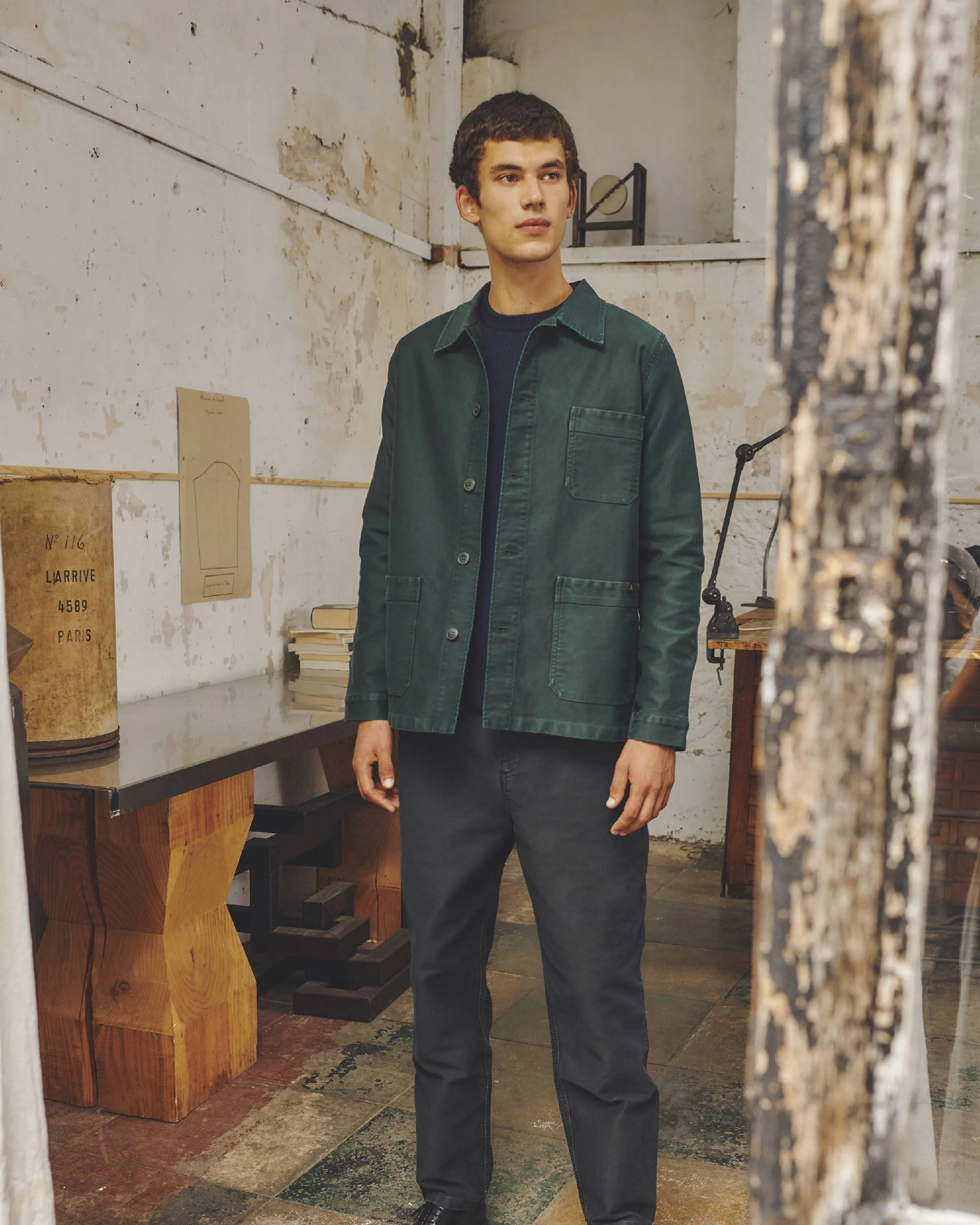 Le Mont St Michel Moleskin Authentic Work Jacket - Forest Green