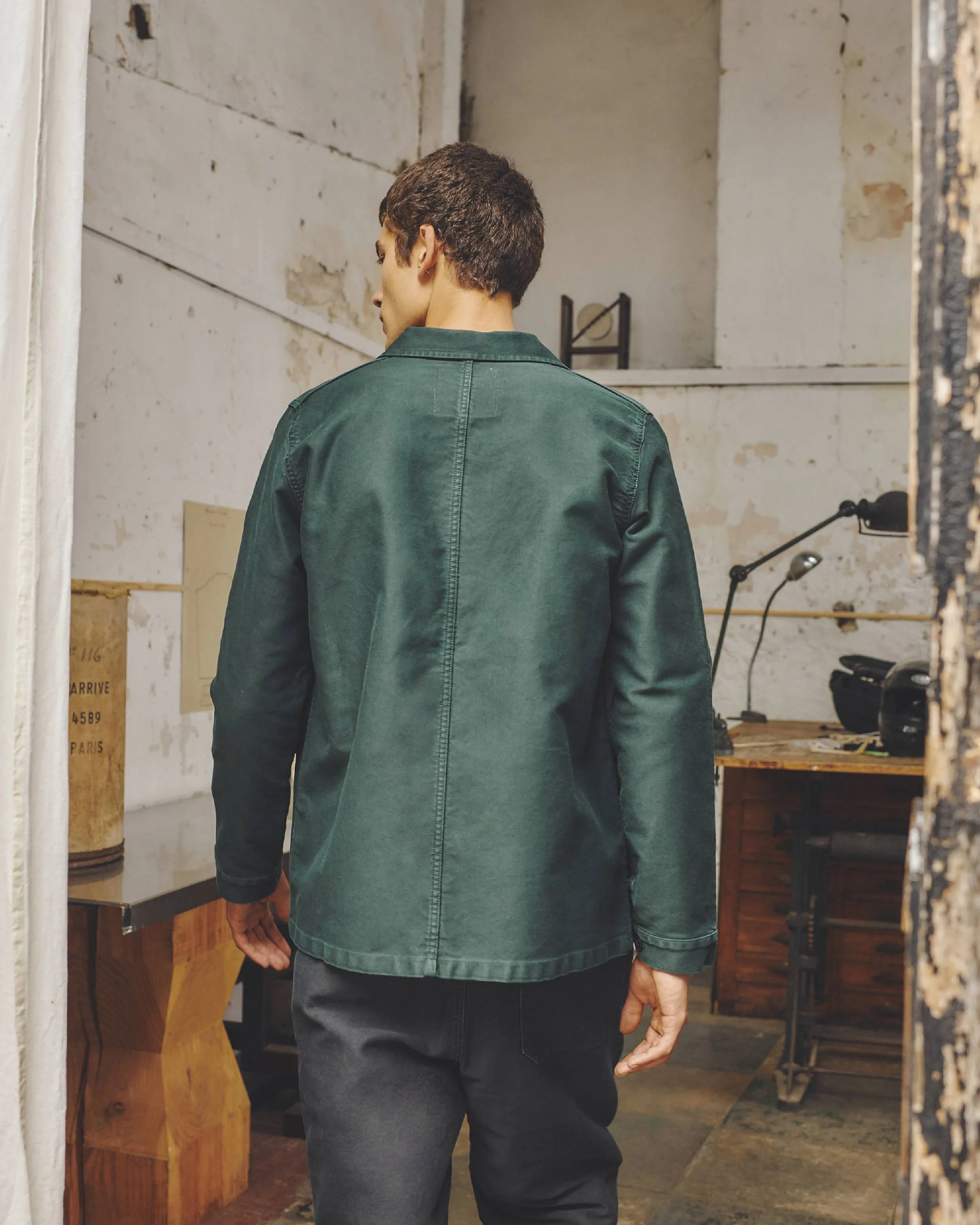 Le Mont St Michel Moleskin Authentic Work Jacket - Forest Green