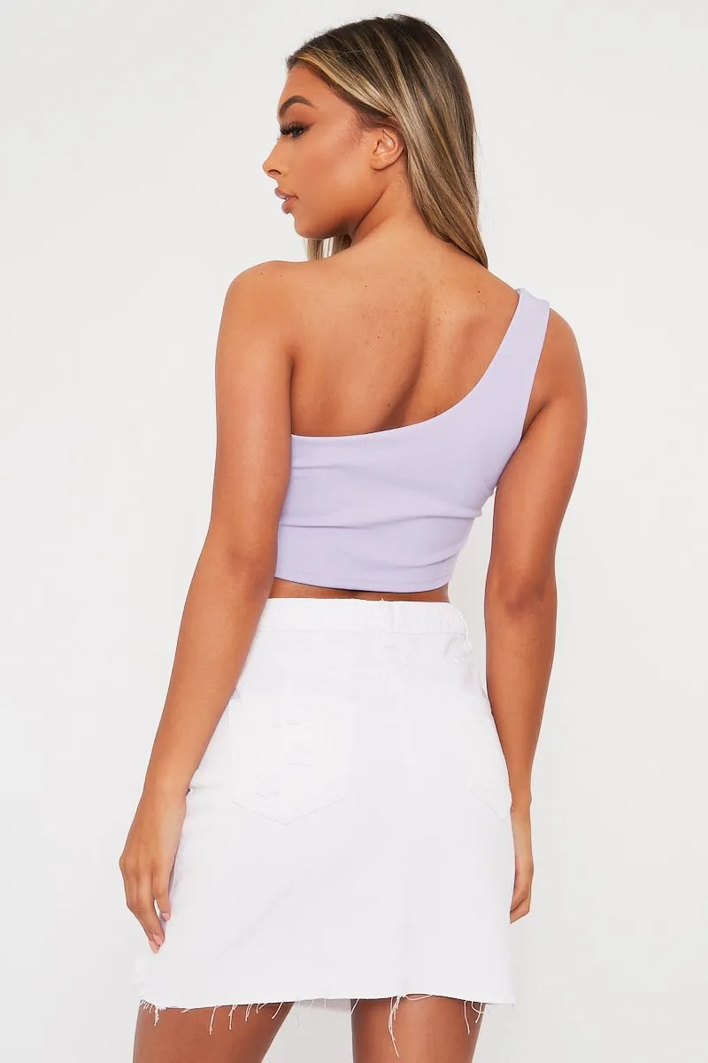 Lilac One Shouldered Crop Top - Kamri