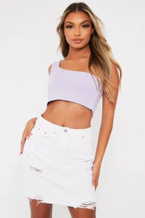 Lilac One Shouldered Crop Top - Kamri