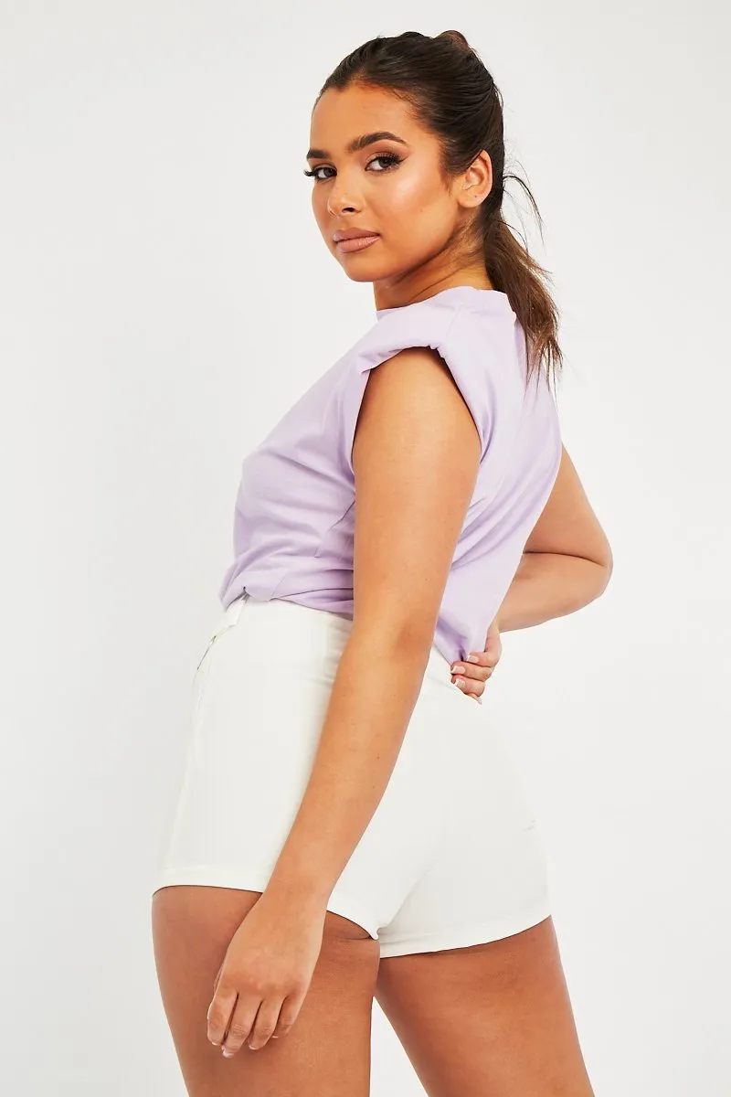 Lilac Shoulder Pad Oversized T-shirt - Amzie