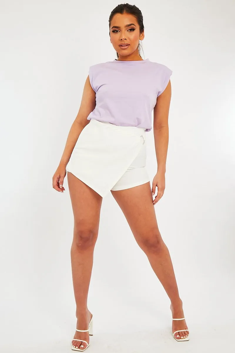 Lilac Shoulder Pad Oversized T-shirt - Amzie