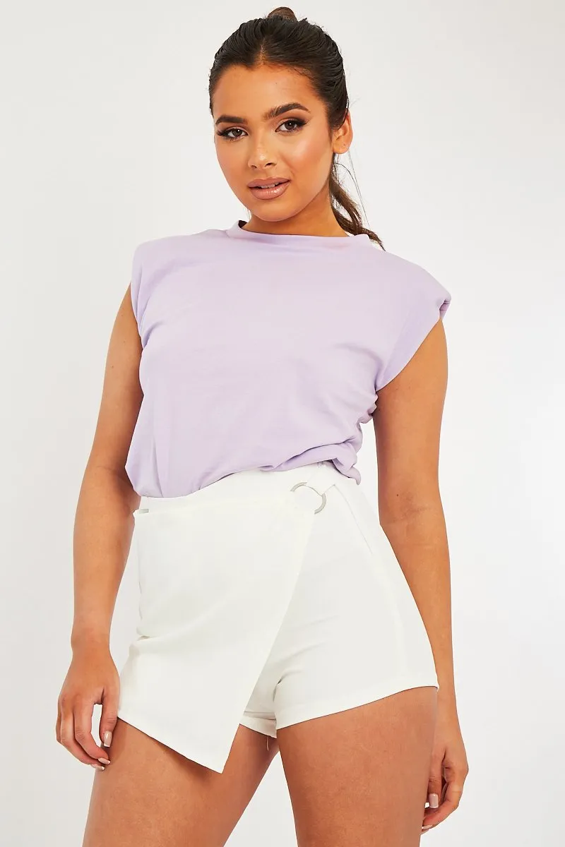 Lilac Shoulder Pad Oversized T-shirt - Amzie