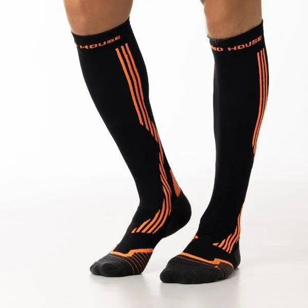 Men's Feel Breath Cross Country Black knee high socks 2-packs