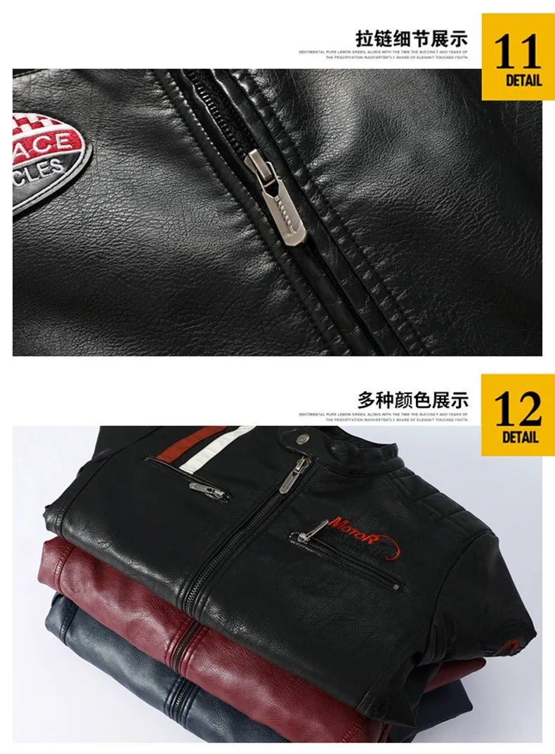 Men′s Leather Jacket Color Matching Motorcycle Pu Leather Jacket | KH-168