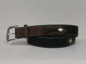 Men's Nocona Black Three Tone Long Ride Belt w/ Conchos