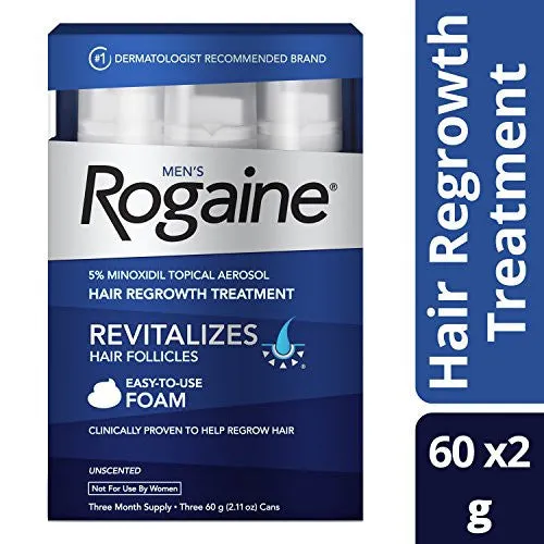 MEN'S ROGAINE HAIR LOSS & HAIR THINNING TREATMENT MINOXIDIL FOAM, THREE MONTH SUPPLY