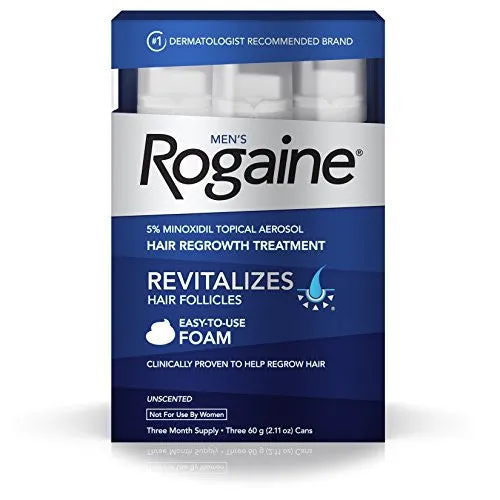 MEN'S ROGAINE HAIR LOSS & HAIR THINNING TREATMENT MINOXIDIL FOAM, THREE MONTH SUPPLY