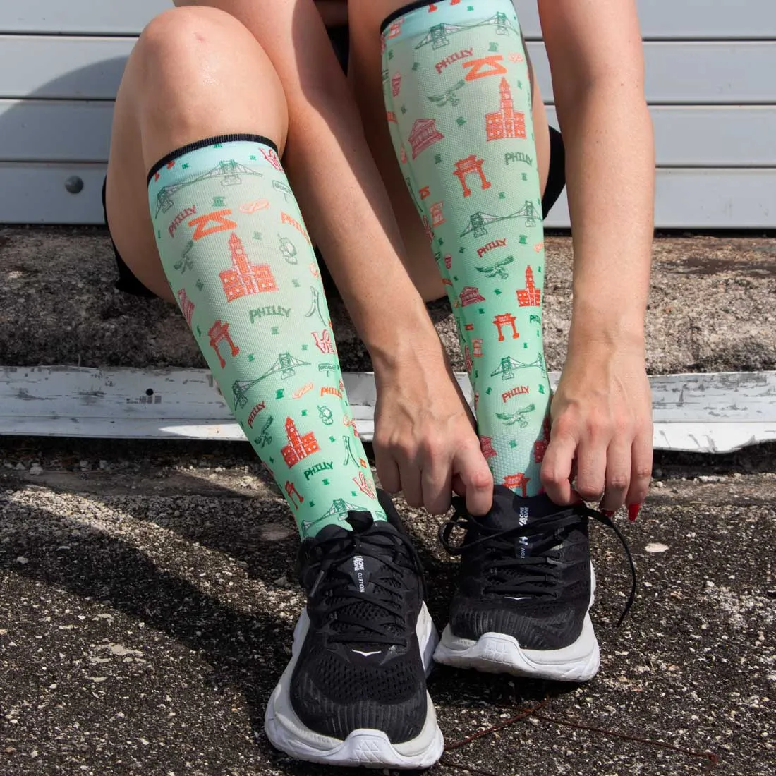 Philly Doodle Compression Socks (Knee-High)