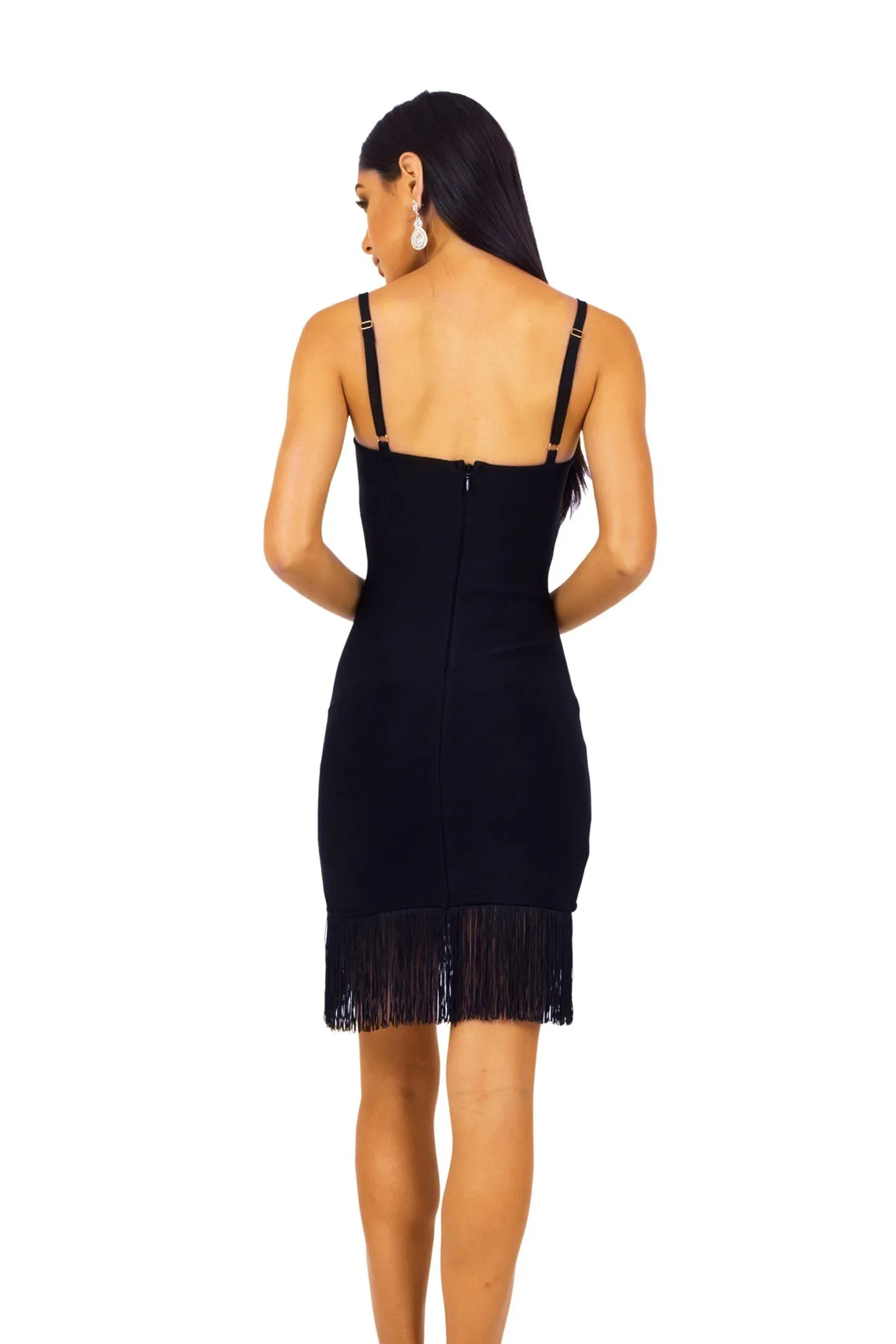 Piper Fringe Hem Dress - Black