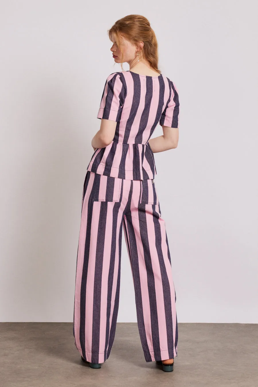 rafe pants - pink navy stripe