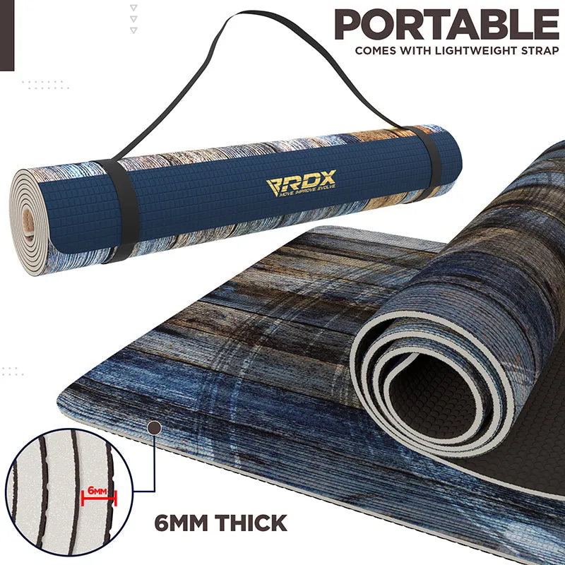 RDX D5 Iris 6mm PVC Yoga Mat Timber Blend