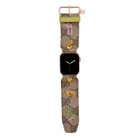 Ready to Ship - "Retro Cowgirl" on Upcycled Brown Webbed GG Watchband