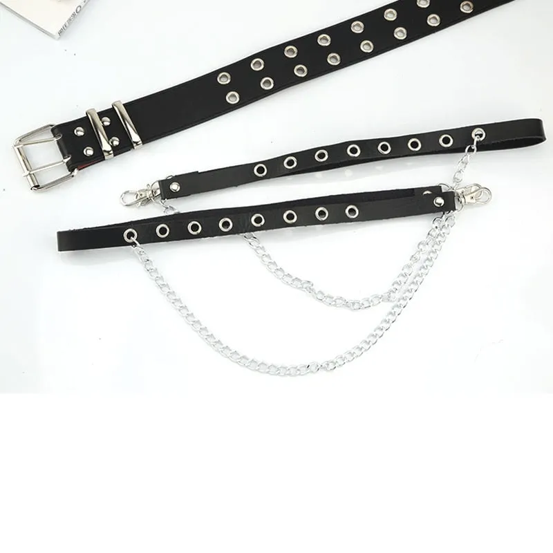 'Savage' Black Goth Alt Faux Leather Belt