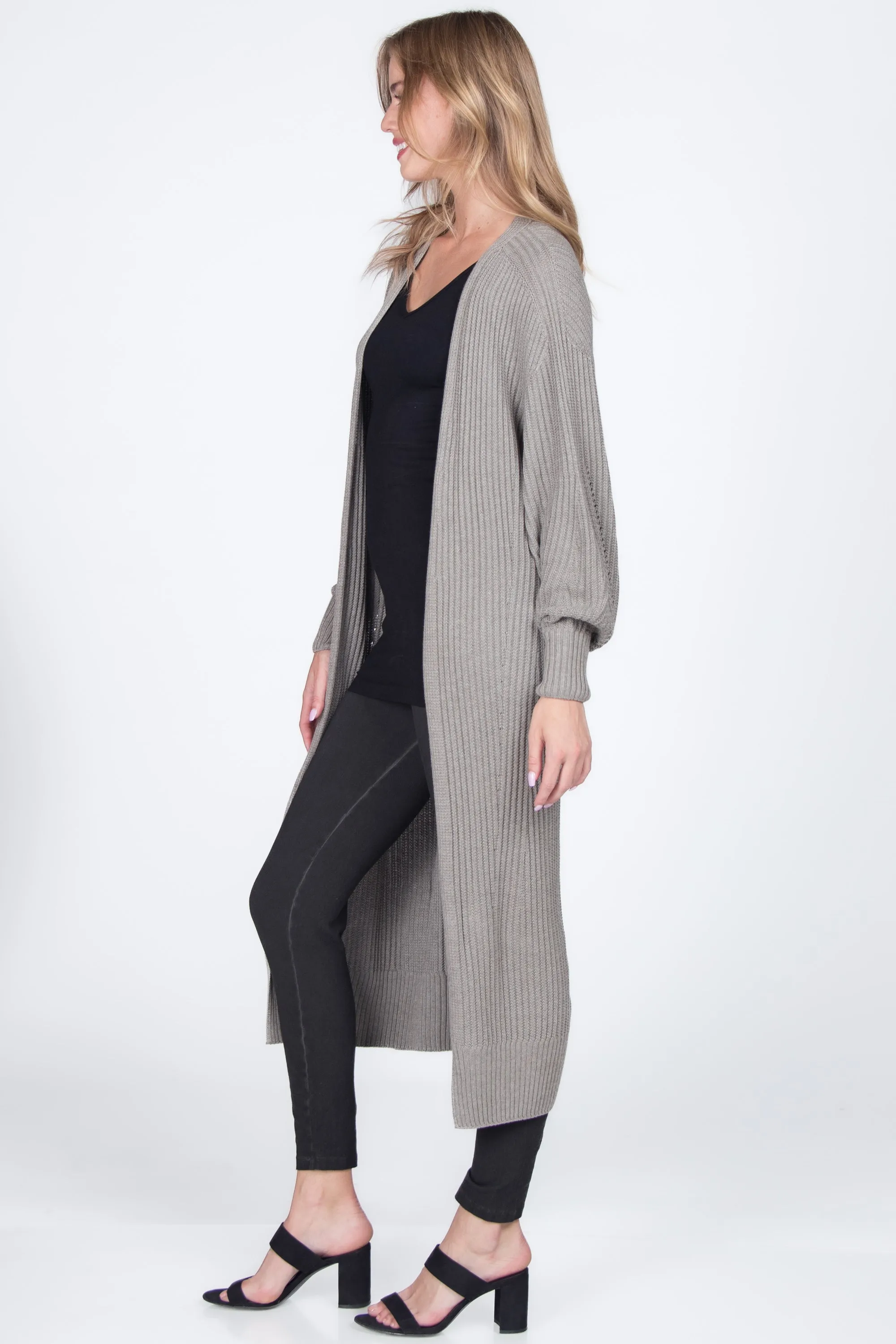 Seamless Sustainable Sweater-Knit Ribbed Duster