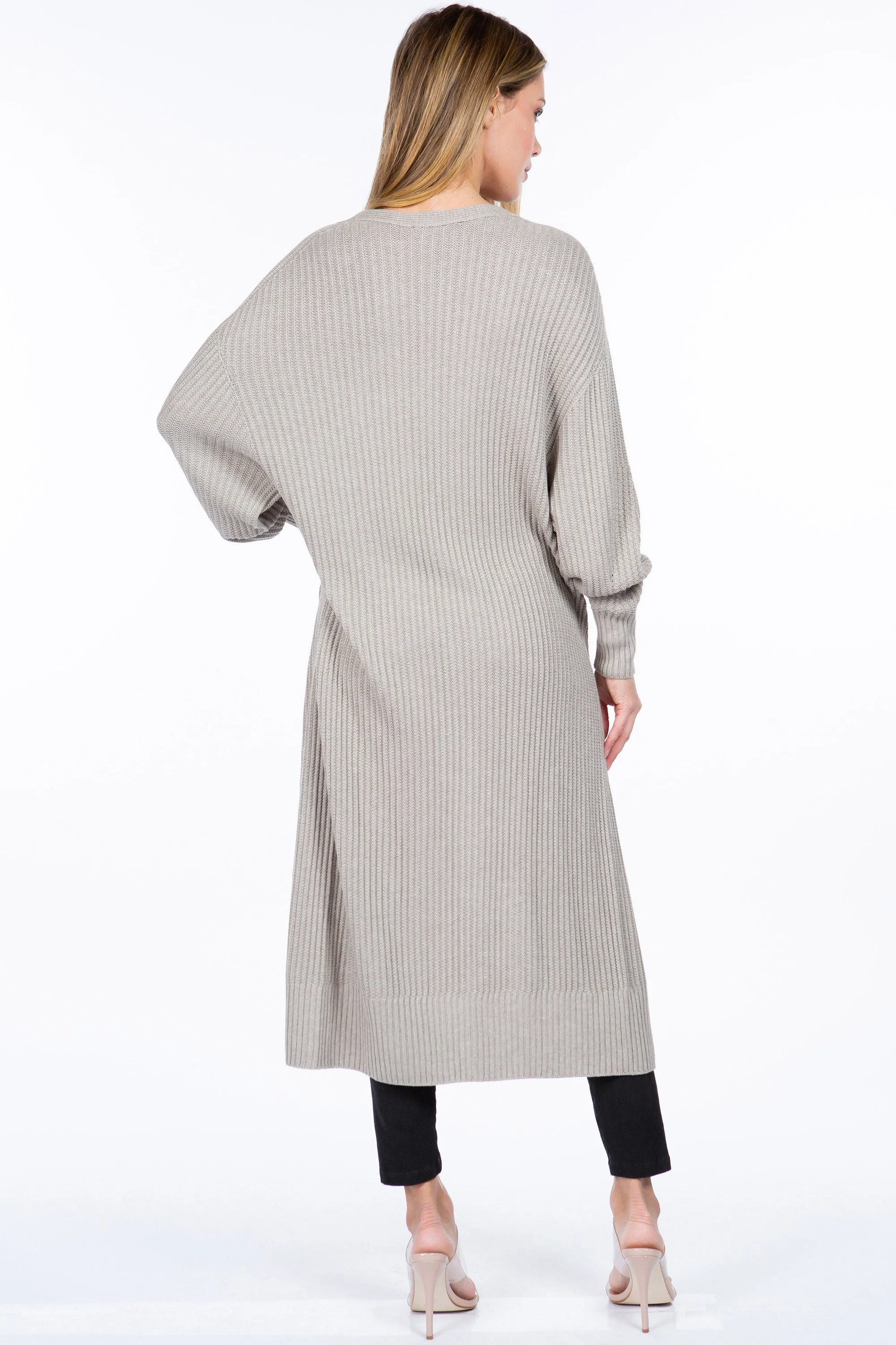 Seamless Sustainable Sweater-Knit Ribbed Duster