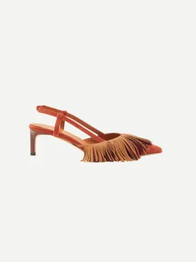 Shira Fringe Sling Back in Sierra