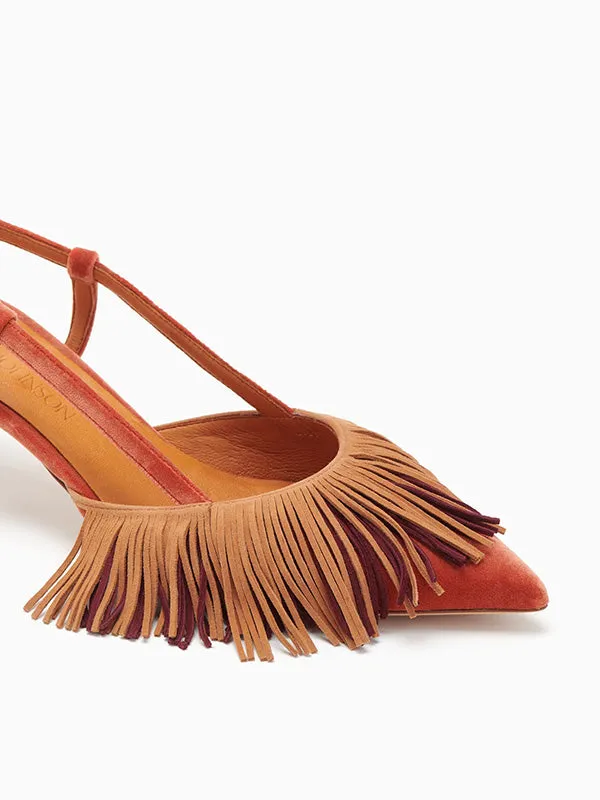 Shira Fringe Sling Back in Sierra