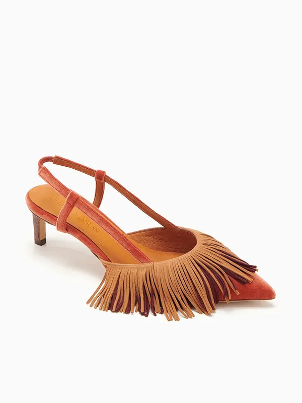 Shira Fringe Sling Back in Sierra