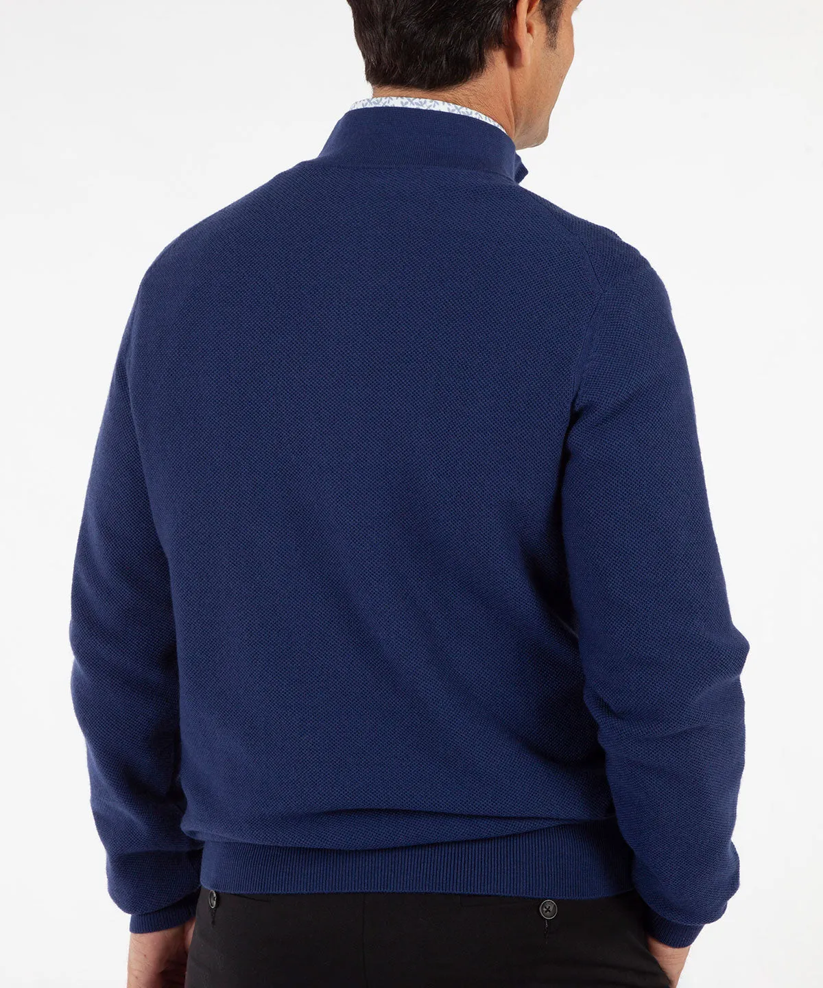 Signature 100% Merino Wool Tuck-Stitch Quarter-Zip Lined Wind Sweater