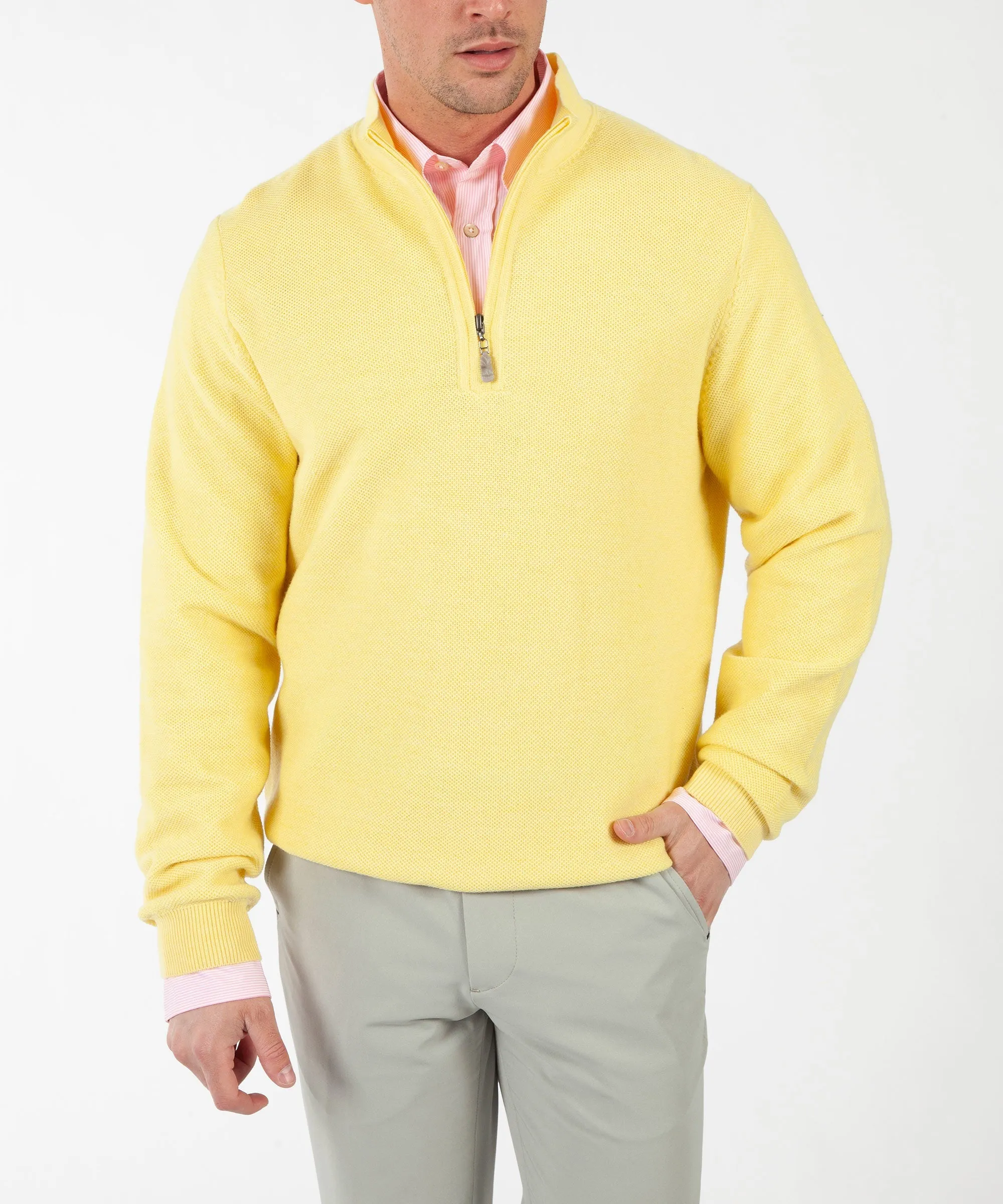 Signature 100% Merino Wool Tuck-Stitch Quarter-Zip Lined Wind Sweater