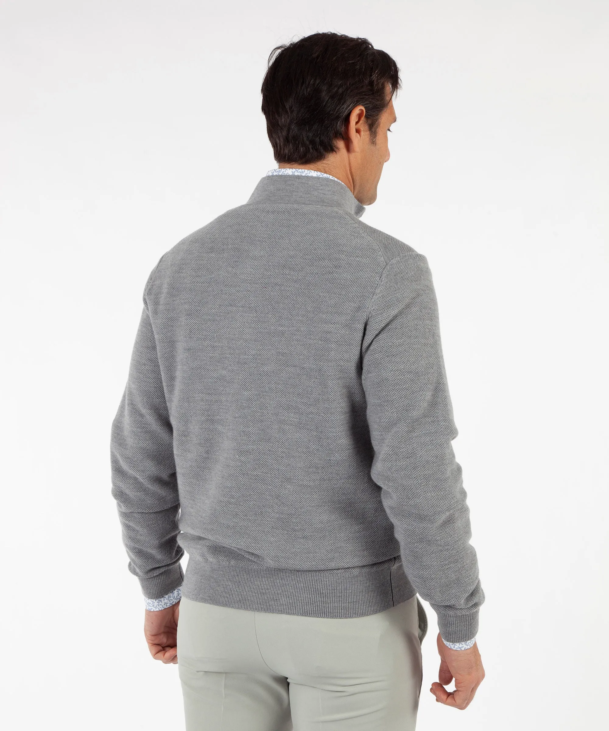 Signature 100% Merino Wool Tuck-Stitch Quarter-Zip Lined Wind Sweater