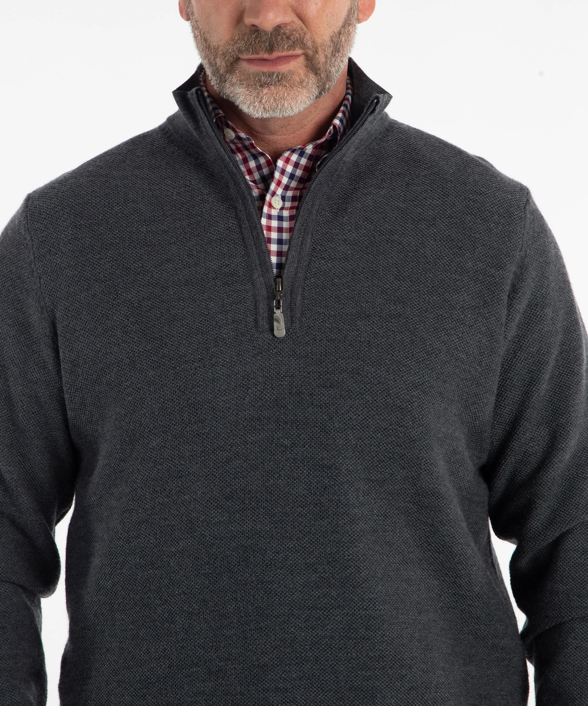 Signature 100% Merino Wool Tuck-Stitch Quarter-Zip Lined Wind Sweater