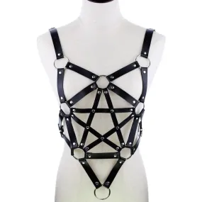 'Total Badass' Black Goth Alt Fake Leather Body Harness