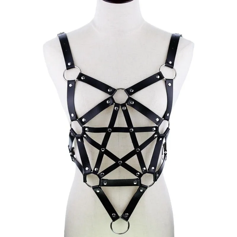 'Total Badass' Black Goth Alt Fake Leather Body Harness