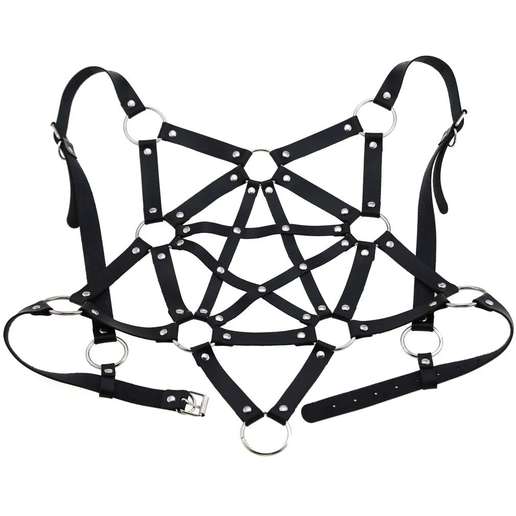 'Total Badass' Black Goth Alt Fake Leather Body Harness