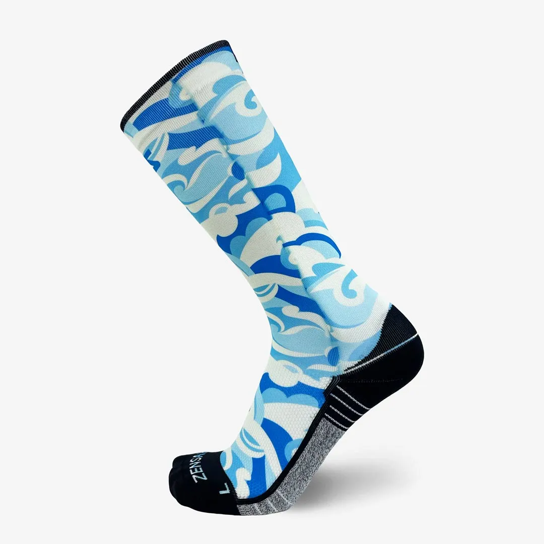 Tropical Surf Waves Compression Socks (Knee-High)