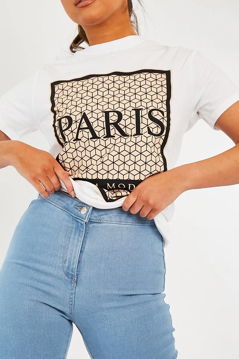 White Paris Slogan T-shirt - Akari