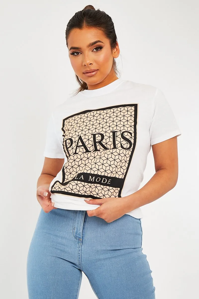 White Paris Slogan T-shirt - Akari