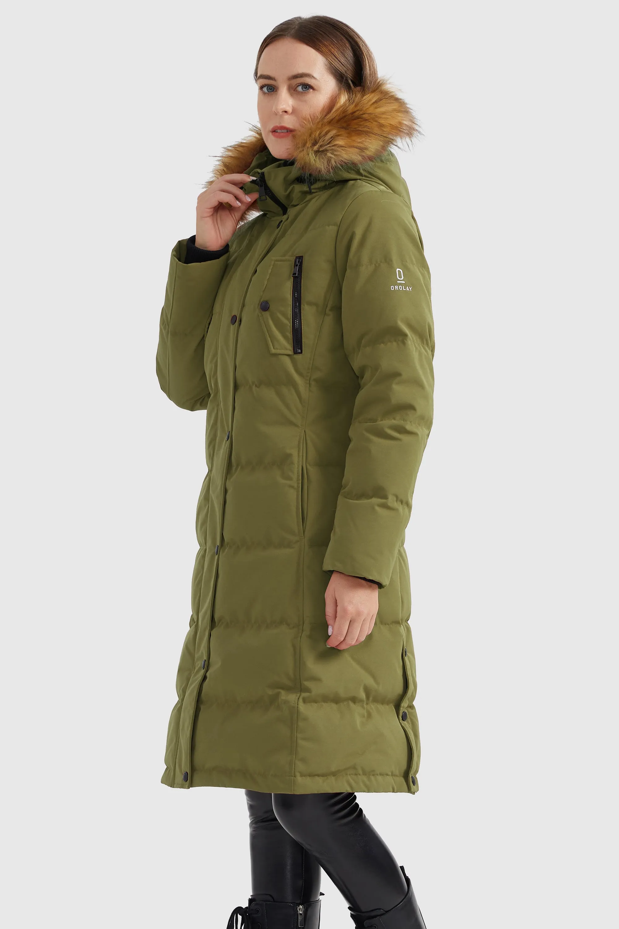 Windproof Puffer Fur Hooded Down Coat