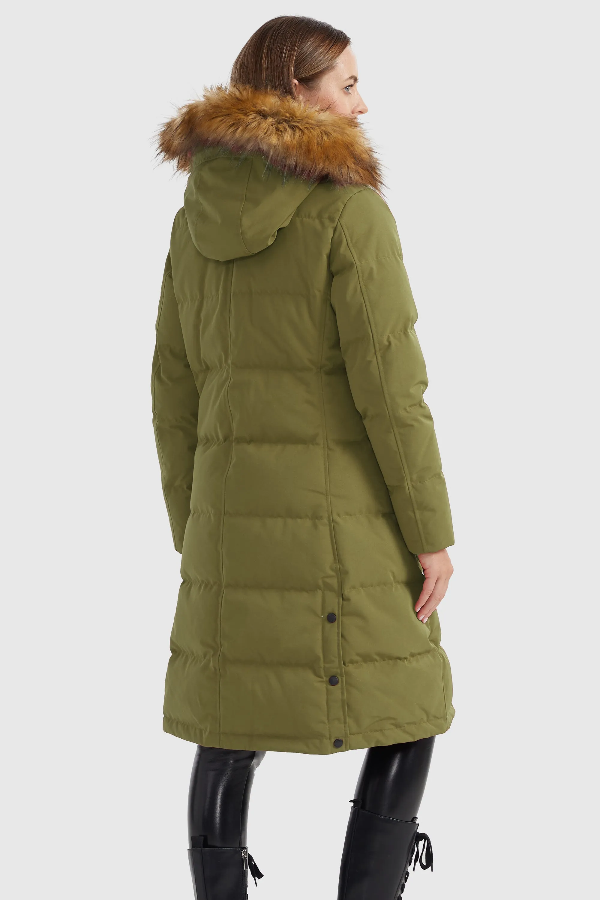 Windproof Puffer Fur Hooded Down Coat