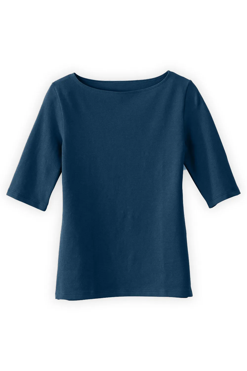 Women's Organic Elbow Sleeve Boat Neck Top